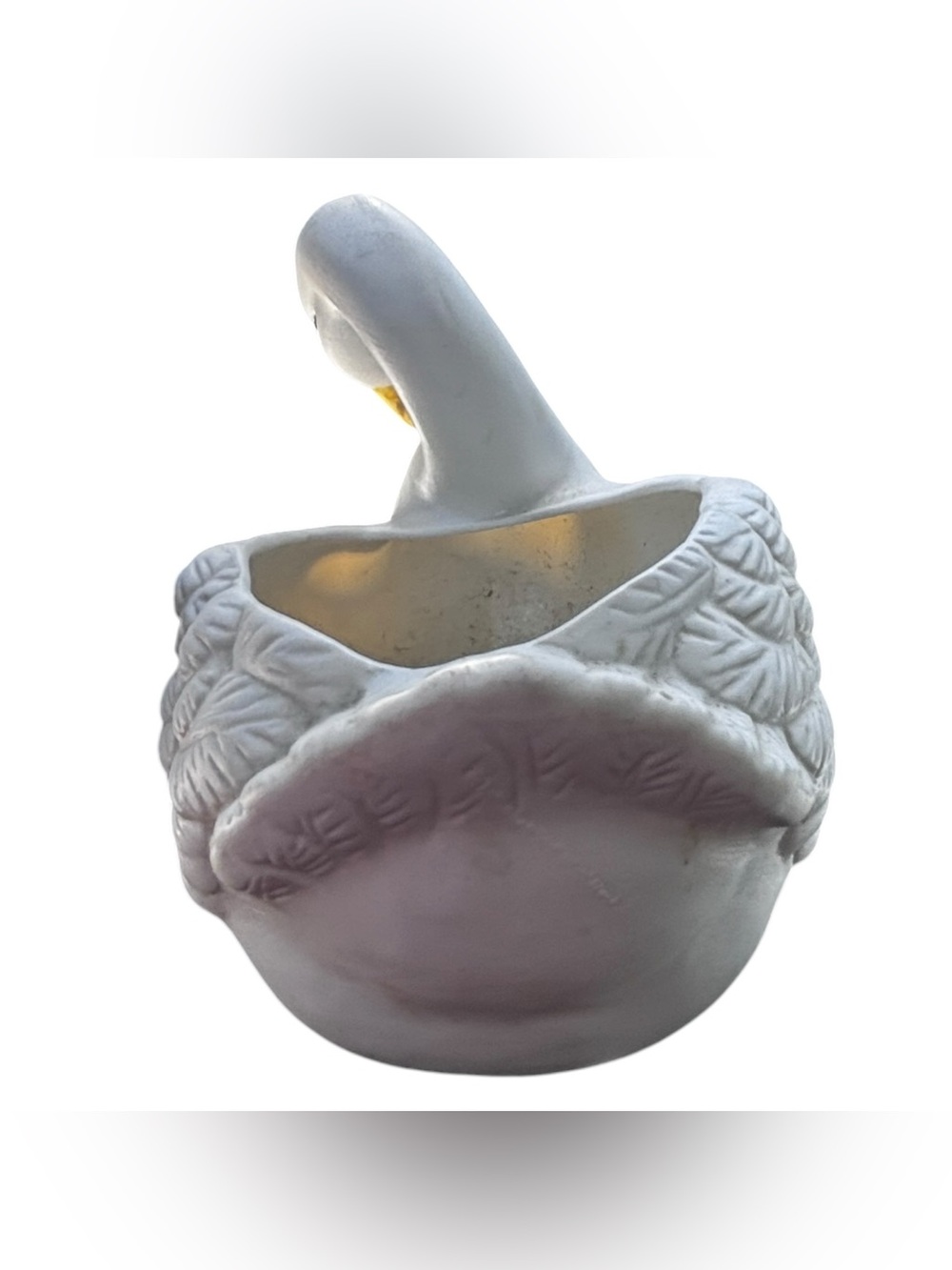 Swan Bisque Ceramic Planter Pattern Matte Homco Country Cottage Granny Core Duck - Picture 4 of 6
